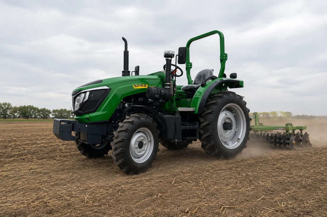 SPIKE TK 404 compact tractor without cab, 40 hp, working with a disc harrow